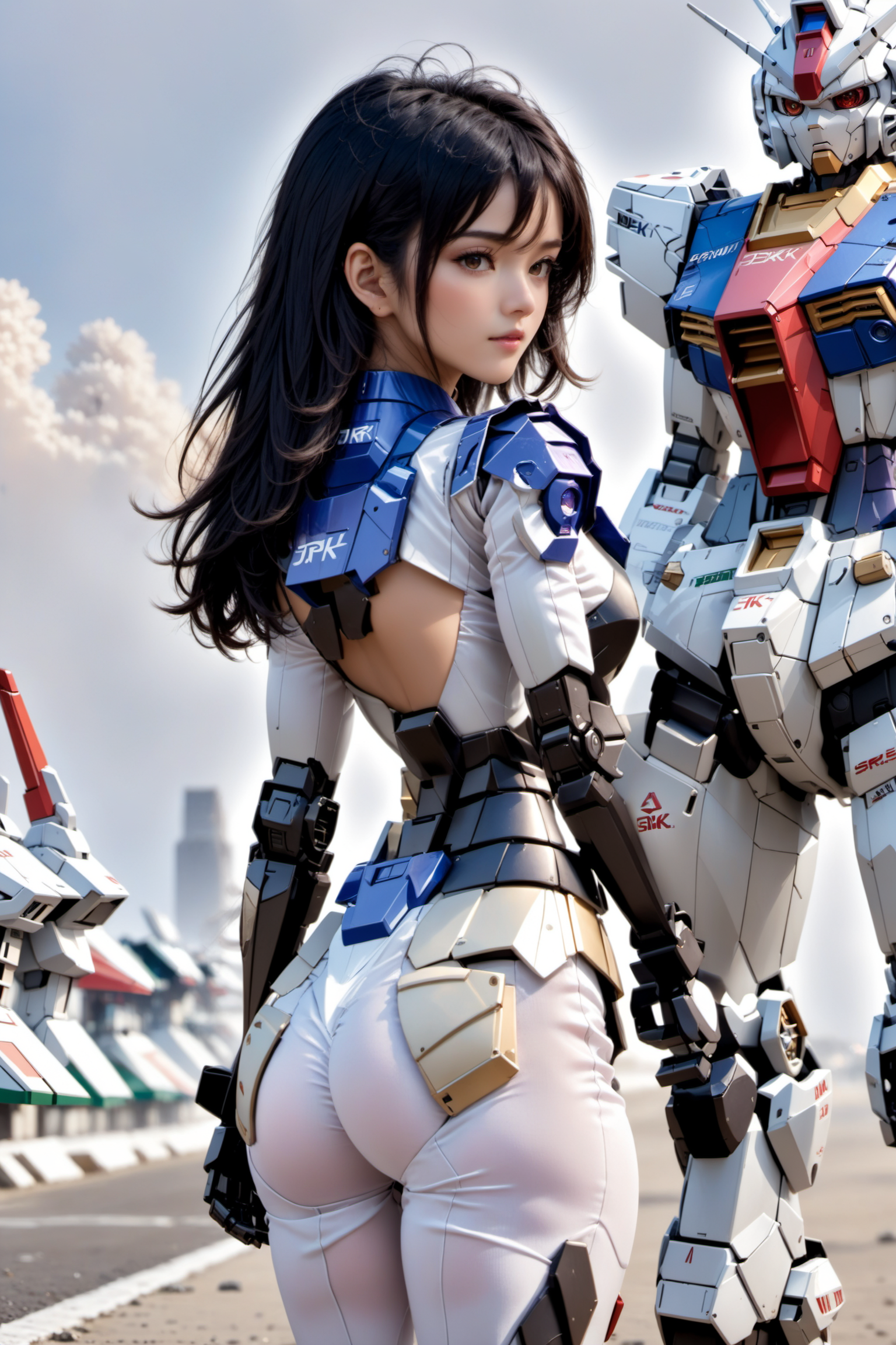 00235-602358955-(8k, RAW photo, best quality, masterpiece_1.3), realistic, _lora_sdxl_loha_RX78_v2_0.2_, 1girl, naked back, mecha armor.png